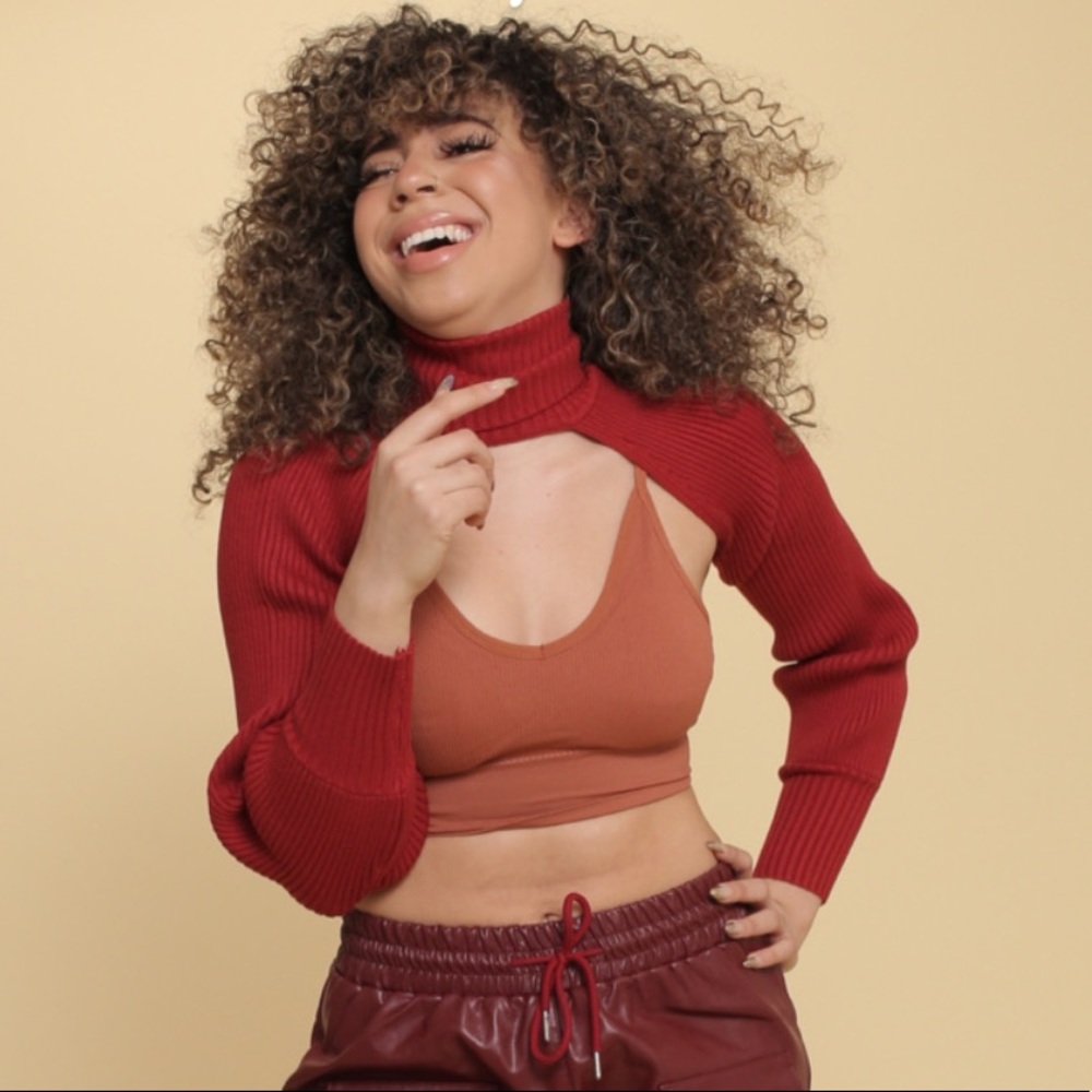 Turtleneck Shrug Crop Top
